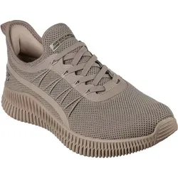 Skechers Herren BOBS GEO Sneaker - Robuster Komfort in Taupe, 44 EU - Herren-Sneaker aus robustem Action-Leder und atmungsaktivem Mesh für optimalen Tragekomfort. Breitere Außensohle sorgt für zusätzliche Stabilität und Sicherheit.
