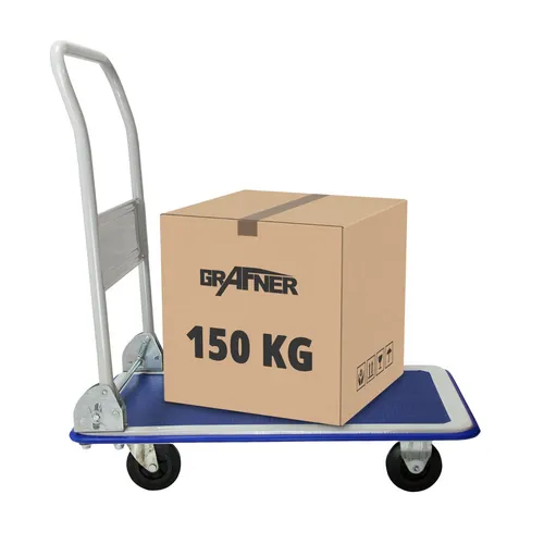 Grafner Industrie Plattformwagen - Klappbar, 150 kg Tragkraft - Plattformwagen für Transportarbeiten, pannensichere Reifen, Antirutsch-Beschichtung und gummierter Kantenschutz für sicheren Transport von schweren Lasten.