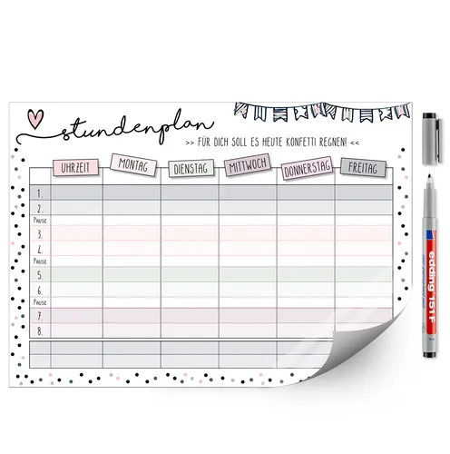 younikat Schülerkalender Stundenplan Konfetti I DIN A4, mehrfarbig,easydruck24