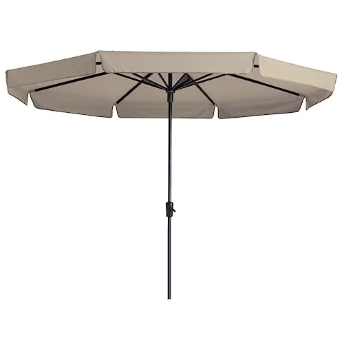Madison SYROS Sonnenschirm Kurbelschirm Ø350cm ecru - Wetterfester Aluminium-Sonnenschirm mit 350cm Durchmesser, leicht zu bedienen dank Kurbelmechanismus und wasserabweisendem 220g Polyesterbezug - ideal für Garten und Terrasse.