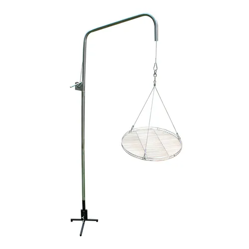 Edelstahl Grillgalgen + 55 cm Grillrost / nur 10 mm lichter Stabstand / Erdspieß