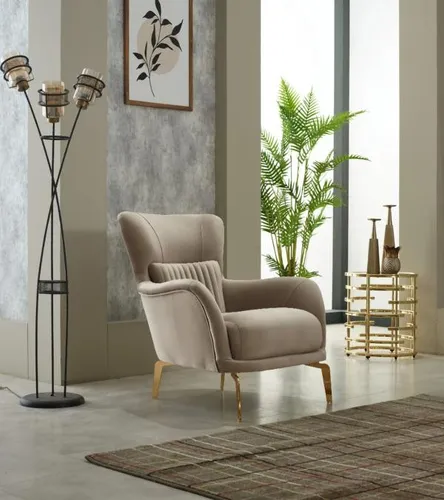 Luxus Polstersessel Beige – Eleganter Einsitzer für Ihr Wohnzimmer - Stilvoller Sessel in Beige mit modernem Design, ideal für Wohnzimmer oder Arbeitszimmer. Hoher Sitzkomfort dank hochwertiger Polsterung und stabiler Konstruktion. Maße: 75 x 81 x 91 cm.