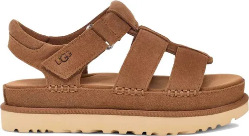 UGG Goldenstar Riemchensandalen für Damen (39) - Lässige Wanderschuhe aus braunem Veloursleder mit verstellbarem Klettverschluss und ultra-gepolstertem Fußbett für höchsten Komfort – ideal für lange Tage unterwegs.