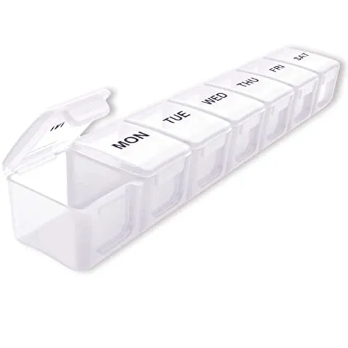 Tage Tablettenbox Groß Fächer Pillendose Medikamentenbox, Pillenbox 1 Woche Medikamentenbox Supplement Box Reise Tabletten Boxen Nahrungsergänzungsmittel Tablettensortierer 7