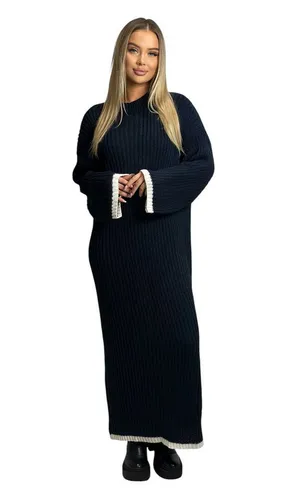 Mississhop Strickkleid Strickkleid Kleid gestrickt lang M.383 (1-tlg)
