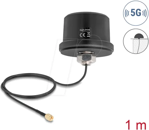 DELOCK 81469 - 5G LTE GNSS WiFi 6 Antenne - WLAN-Zubehör mit omnidirektionalem Design für optimale 5G-Nutzung im Außenbereich, kompatibel mit zahlreichen Standards für hohe Flexibilität und Leistung.