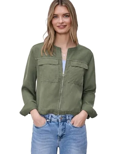 Street One Damen Jacke im Washed-Look mit Tunnelzug in grün von Street One