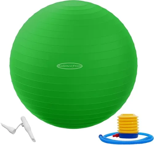 Fitvids Gymnastikball, Yoga-Ball, Fitnessball, Geburtsball mit Schnellpumpe, 0,9 kg Kapazität, Grün, 86,4 cm, XLL