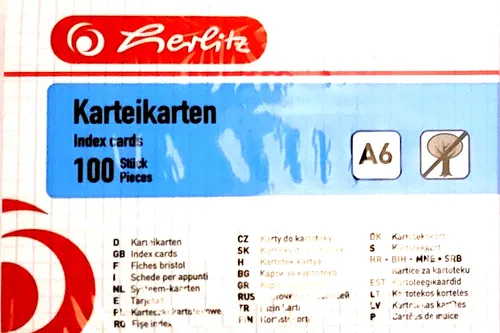 Herlitz Karteikarten DIN A6 kariert weiß 100 Karten