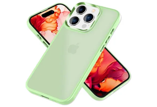 Nalia Smartphone-Hülle Apple iPhone 15 Pro Max, Hybrid Hülle / Semi-Transparent / Matt / Metallic Akzent / Anti-Schock