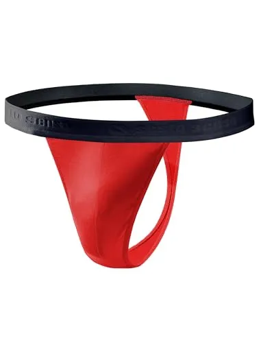 sesto senso Herren String Baumwolle Thong Slips 1er Pack Tanga Sport G-String XXL Rot