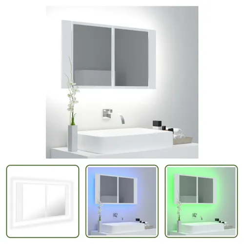 The Living Store LED-Bad-Spiegelschrank Weiß 80x12x45 cm Acryl