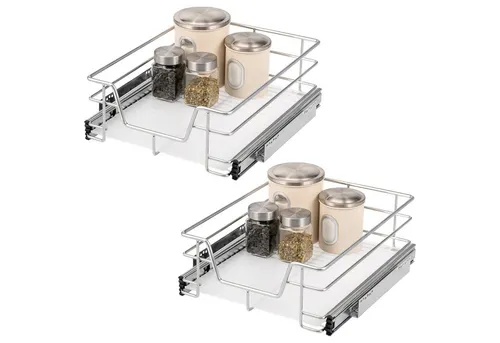 bremermann Teleskopauszug 2er Set - 45 cm, verchromt - Teleskopauszüge für Küchenschränke, ideal für einfachen Zugriff auf alle Gegenstände dank sanftem Vollauszug und herausnehmbarem Einlegeboden.