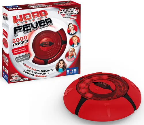 Word Fever - Das schnelle Quizspiel - Gesellschaftsspiel für die ganze Familie, bei dem du blitzschnell passende Wörter finden musst, um Punkte zu sammeln und den Buzzer zu drücken!