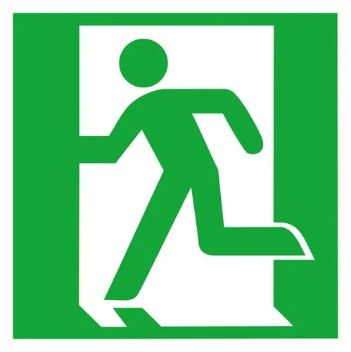 SafetyMarking Rettungszeichen 150 x 150 mm Alu Rettungsweg / Notausgang links - 15.0031