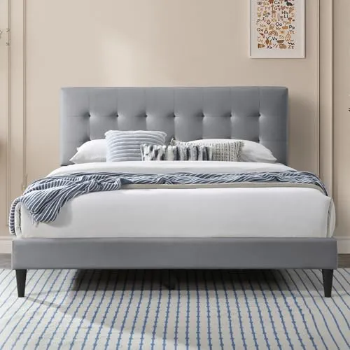 Polsterbett 140x200 cm – Komfortables Doppelbett mit gepolstertem Kopfteil - Betten: Weich gepolstertes Kopfteil für extra Komfort beim Lesen und Fernsehen – ideal für gemütliche Abende. Robuster Rahmen mit bis zu 250 kg Tragkraft für langanhaltende Nutzung.