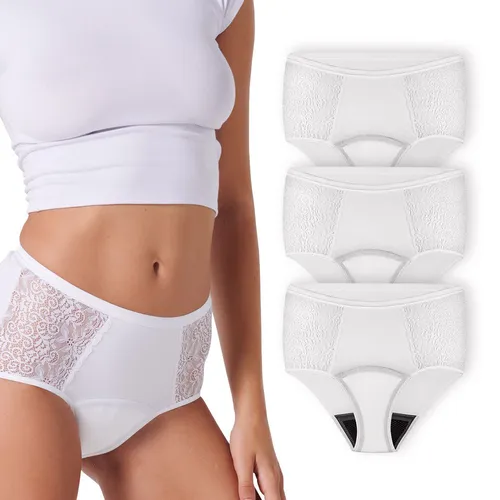 siegmund care Damen Perioden Hipster mit Spitze - Stylischer Damen Perioden Hipster mit seitlicher Spitze, saugfähig und bequem. Ideal für die Periode, mehrfach waschbar und umweltfreundlich – für ein trockenes Hautgefühl den ganzen Tag.