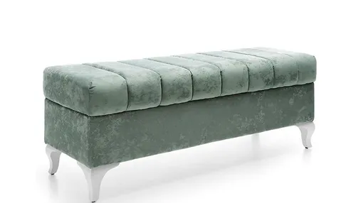 Moderne Polsterbank in Grün – Stilvolle Sitzgelegenheit - Küchen- & Eckbänke, elegante Samtoberfläche, ideal für Wohnzimmer und Schlafzimmer, Maße: 140 x 43 x 44 cm, robuste Konstruktion aus massivem Holz, pflegeleicht und langlebig.