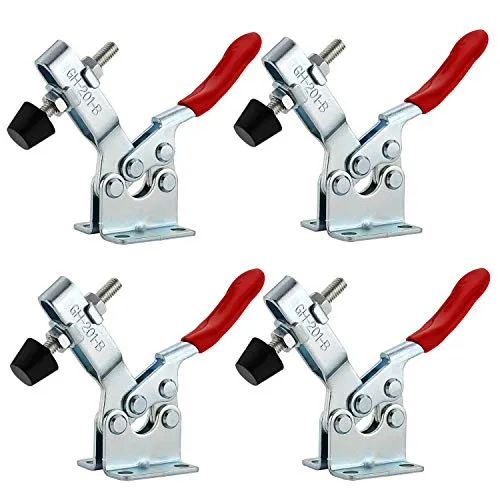 EXLECO Schnellspanner GH-201-B 4 Stück Metall Horizontal Toggle Clamp Handwerkszeug 100KG 126lbs Vertikaler Kniehebelspanner Quick Release Clamp