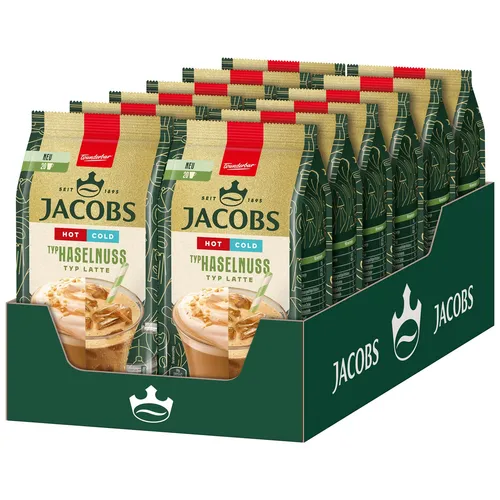 JACOBS Löskaffee TYP HASELNUSS LATTE Hot Cold 12 x 340 g Beutel Instantkaffee
