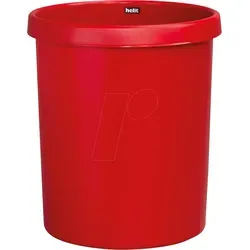 helit Papierkorb 45,0 l rot - Robuster Kunststoff-Abfallbehälter mit umlaufendem Griffrand für Büro und Homeoffice