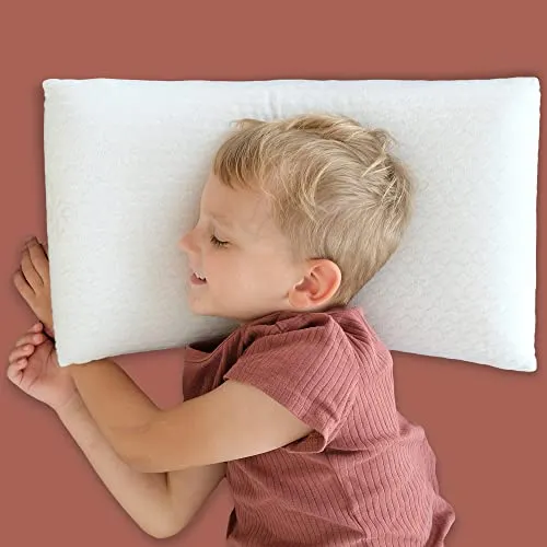 KNERST® Kinderkopfkissen - Ergonomisches Kissen Kinderzimmer mit Memory-Schaum - Kissen 25x50x6 cm ideal als Kinderkissen - Kopfkissen 25x50 für erholsamen Schlaf inkl. Kissenbezug - Kissen Kinder