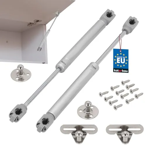 KOTARBAU® 2er Set Klappenbeschlag Gasdruckfeder Silber Gasdruckdämpfer Möbel Stoßdämpfer Küchenschrank Gasfeder Dämpfer Schranktür Softclose Türdämpfer Tür Dämpfung 150 N