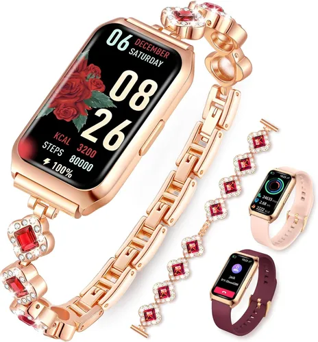 Homailida Smartwatch 1.47 Zoll Bluetooth Anrufe Fitness Uhr Damen