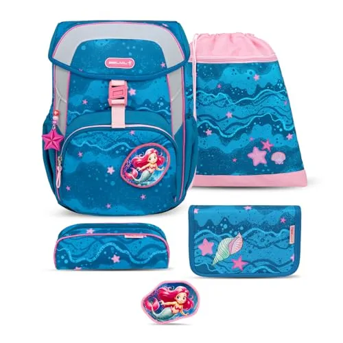 Belmil Maxi Schulranzen Set 5-teilig mit Brustgurt (405-83/AG/S) (Mermaid 2)
