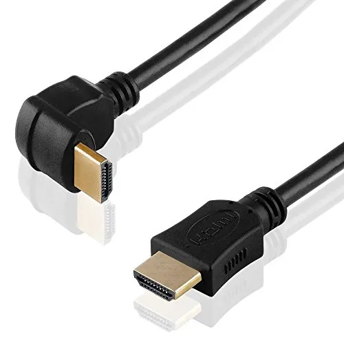 BestPlug 50cm Universal HDMI Kabel mit Ethernet, HDMI Stecker 270° abgewinkelt auf HDMI Stecker gerade vergoldet, High Speed, geeignet für 3D HD FullHD UHD 4K, Schwarz