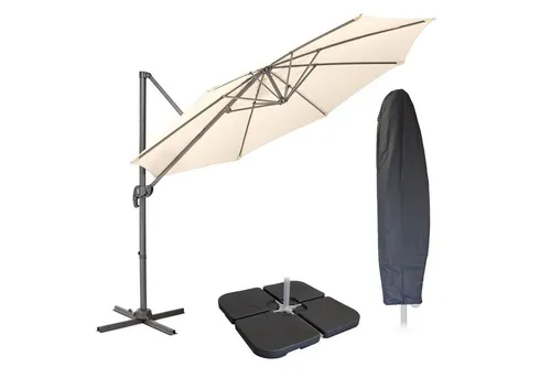 SVITA Ampelschirm 3m Set mit Haube und Ständer - Sonnenschirm für Garten und Terrasse - 360° drehbar und stufenlos höhenverstellbar. Robustes Aluminium und UV-beständiges Polyester sorgen für optimalen Sonnenschutz und Stabilität.