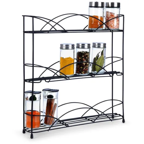 Schwarzes Gewürzregal aus Metall 33,5 x 6,5 x 33,5 cm
