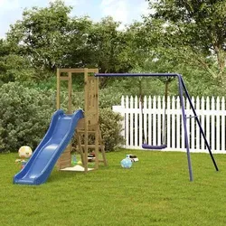 vidaXL Spielturm aus imprägniertem Kiefernholz - Kreativer Spielturm für den Garten mit Wellenrutsche, Schaukel und Sandkasten. Robuste Konstruktion aus imprägniertem Kiefernholz bietet Sicherheit und Spaß für Kinder im Alter von 3-8 Jahren.
