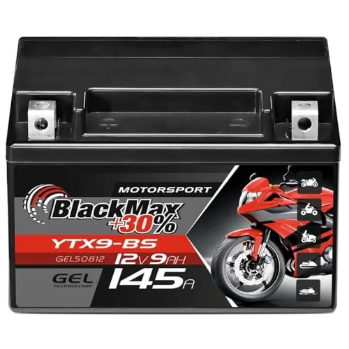 BlackMax YTX9-BS GEL Motorradbatterie