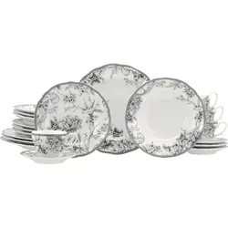 CreaTable Adelaide Grau 20-tlg. Kombiservice aus Porzellan in grau von CreaTable