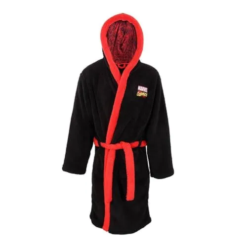 Heroes INC Marvel Comics Bademantel für Erwachsene - Bademantel für Herren aus 100 % Polyester, mit Kapuze und 2 Taschen. Offiziell lizenziertes Marvel Merchandise, perfekt zum Verschenken.