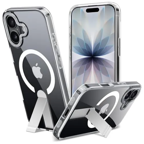 CoolGadget Handyhülle mit Standfunktion für iPhone 17 Kickstand Case, integrierter Ständer & stoßfestes TPU Cover für MagSafe, kompatibel mit iPhone 17 (6,3 Zoll), Transparent