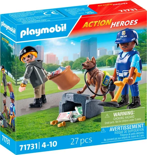 Playmobil® Spurensuche mit Hund (71731), Playmobil Action Heroes Konstruktions-Spielset, (27 St)