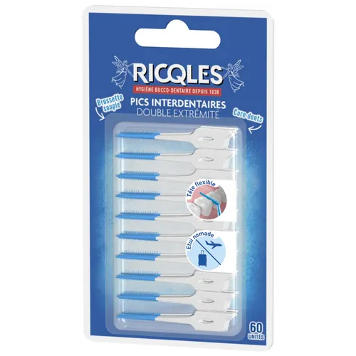 Ricqlès Interdentalspitzhacken Doppelte Spitze 60 Stücke sind für die Entfernung