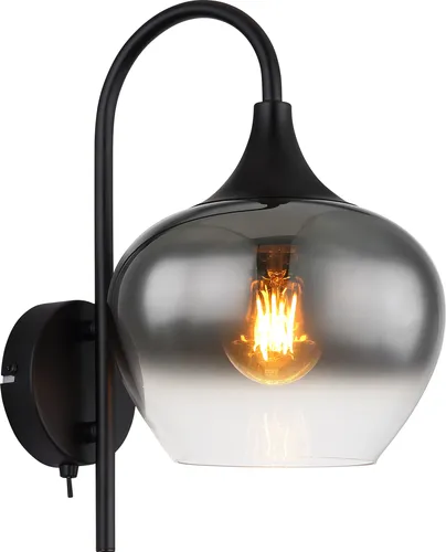 Moderne Wandlampe schwarz mit Rauchglas von Globo Lighting