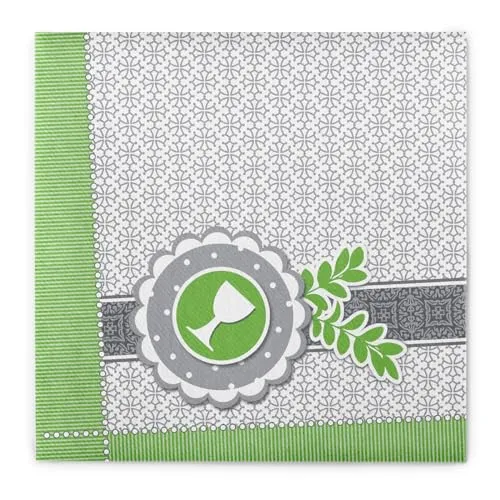 Sovie HORECA Airlaid-Servietten 40x40 cm hochwertige Einweg-Servietten für Kommunion/Konfirmation extrem saugstark & stoffähnlich 50 Stück KELCH-TAUBE (Grün)