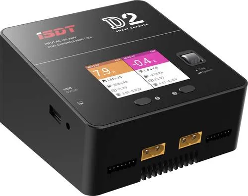 ISDT D-2 Multifunktionsladegerät 230 V 12 A - Modellbau Elektronik – Handlicher Universallader mit zwei unabhängigen Ladeausgängen und farbigem Display, ideal für alle gängigen Akku-Typen.