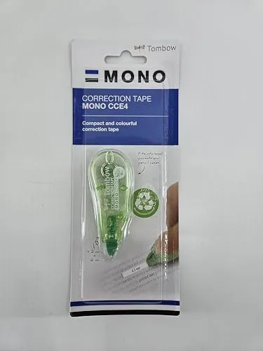 Tombow CT-CCE4 Mini-Korrekturroller, mittiges Abrollen, 4.2 mm x 6 m, geblistert, transparent grün, 4003198403116