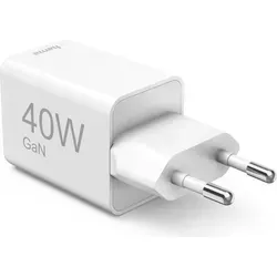 GaN Schnellladegerät 00201989 - Super-Mini-Ladegerät mit 2x USB-C und 40 W PD, ideal für schnelles Laden unterwegs.
