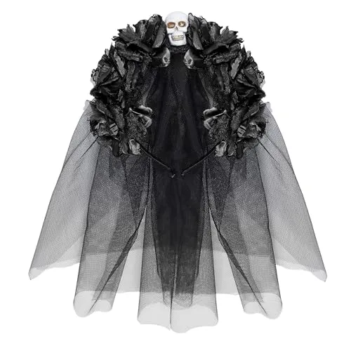 W WIDMANN MILANO Party Fashion - Haarreif mit schwarzen Rosen und Schleier, perfekt für Dia de los Muertos und Halloween-Kostüme