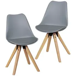 FineBuy 2er Set Retro Esszimmerstuhl aus Kunstleder - Moderne Esszimmerstühle mit edlem Kunstlederbezug und bequemer Polsterung, ideal für stilvolle Küchen oder Esszimmer. Filzgleiter verhindern Kratzen auf dem Boden.