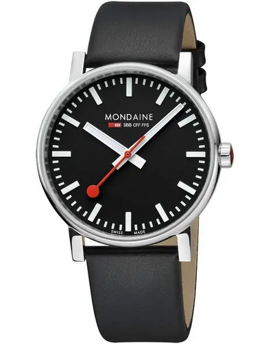 Mondaine MSE.43120.LB Herrenuhr evo2 SBB 43mm - Elegantes Design - Herrenuhr mit hochwertigem Edelstahlgehäuse und Saphirglas, spritzwasserfest bis 3 ATM, ideal für stilbewusste Männer.