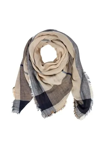 camel active Damen Schal aus Baumwollmix - Nachtblau - Schal für Damen aus einem angenehmen Baumwollmix mit modischen Fransen und camel active Markenlogo, ideal für stilvolle Akzente.