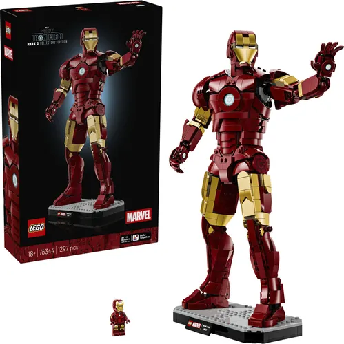 LEGO Super Heroes 76344 Iron Man Mark 3 Sammleredition Bausatz, Rot/Gold