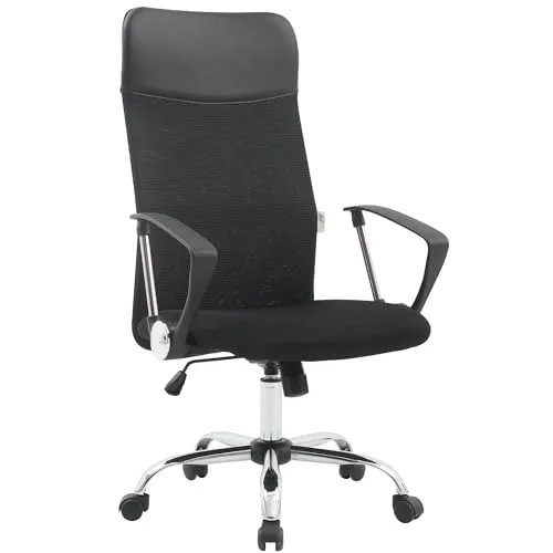 Piushopping Bürostuhl Ergonomisch Office Chair mit Atmungsaktiver Netzrückenlehne, Schreibtischstuhl Desk Chair mit Lordosenstütze, Ergonomischer Stuhl Verstellbar, mit Kopfstütze aus Kunstleder